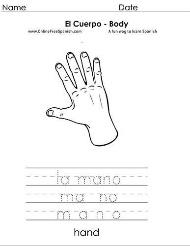 spanish parts of the body coloring pages