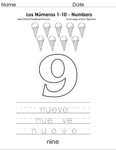 OnlineFreeSpanish.com - Los Números - Numbers 1 to 10 in Spanish ...