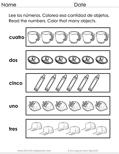 OnlineFreeSpanish.com - Los Números - Numbers 1 to 10 in Spanish ...