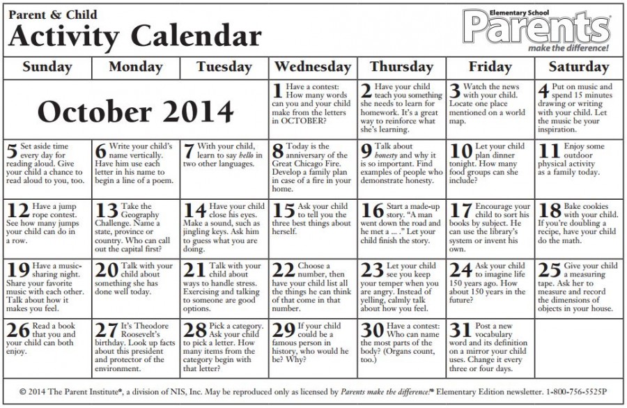 Calendario de Consejos para Padres – Parent pointers – OCTUBRE ...